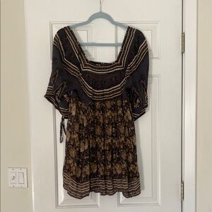 Free People Bohemian Black and Brown Women's Dress